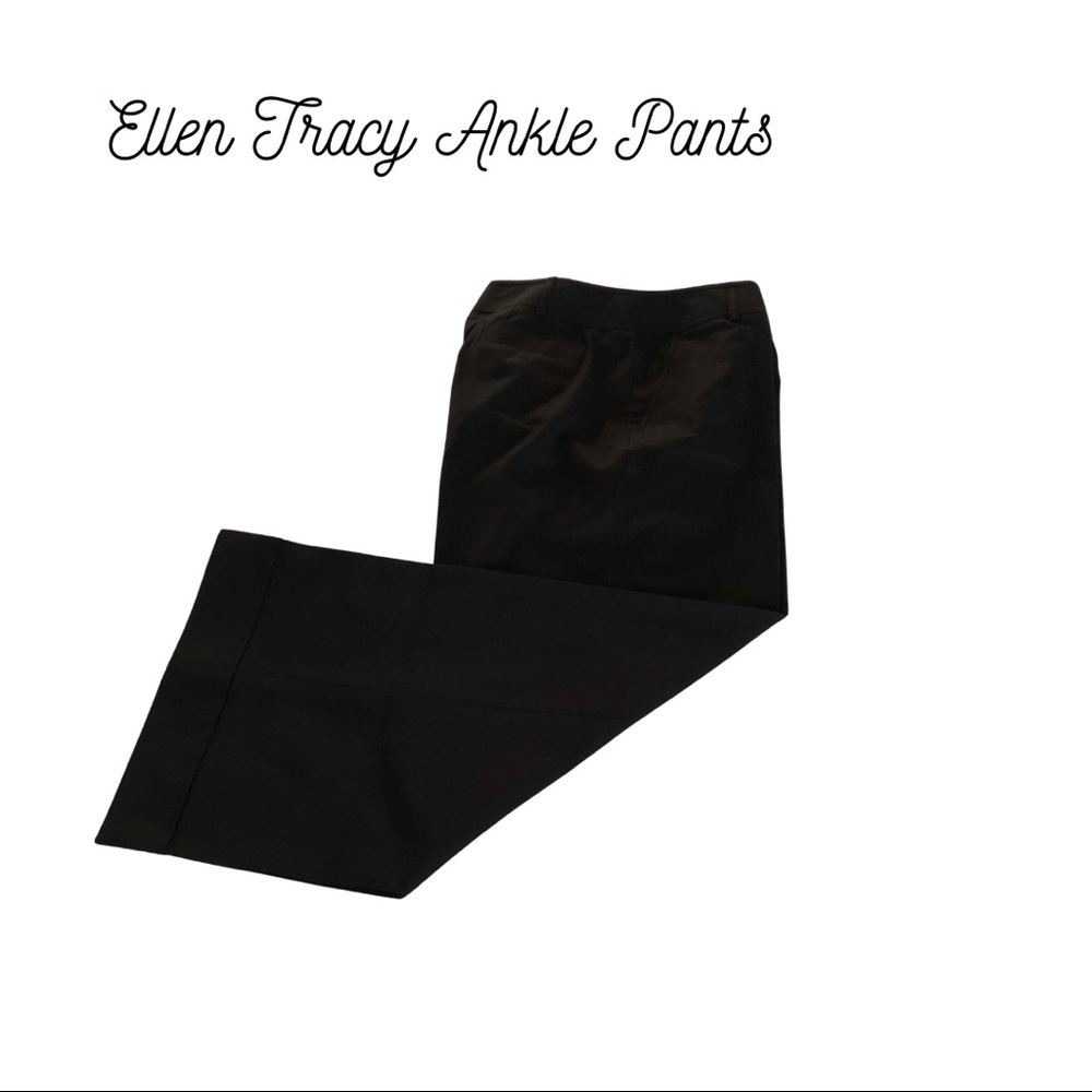 ELLEN TRACY BLACK WIDE ANKLE PANTS WITH CUFFS
